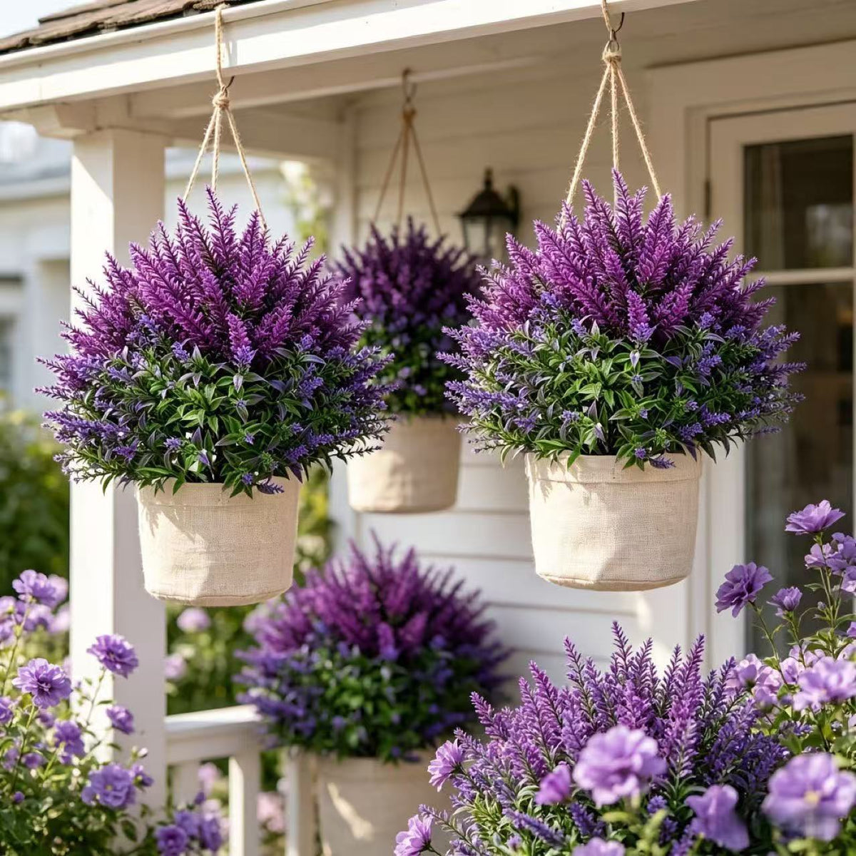 Realistic Lavender Stems, 20" Tall Faux Lavender Bundle (Set of 2), Lifelike Purple Flowers for Vase Filler, Home Decor, DIY Wedding Bouquets