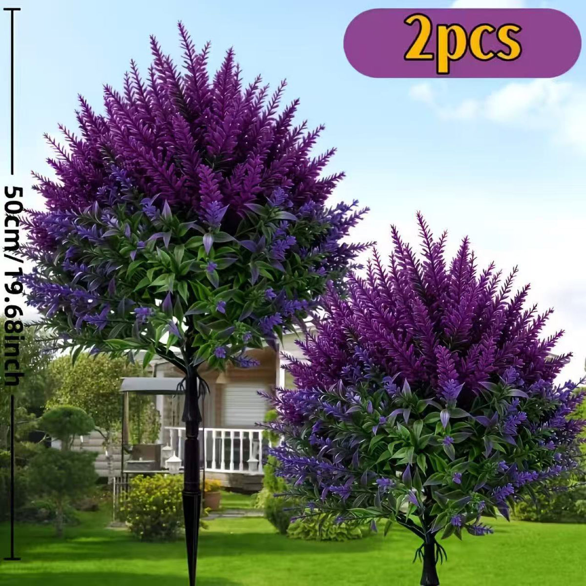Realistic Lavender Stems, 20" Tall Faux Lavender Bundle (Set of 2), Lifelike Purple Flowers for Vase Filler, Home Decor, DIY Wedding Bouquets