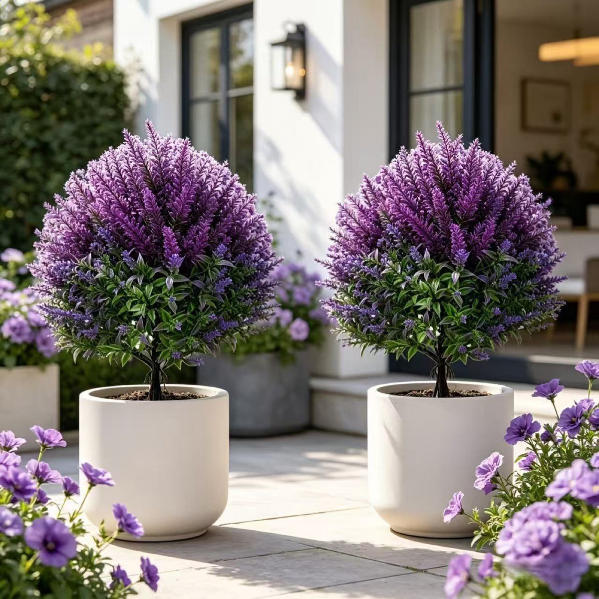 Realistic Lavender Stems, 20" Tall Faux Lavender Bundle (Set of 2), Lifelike Purple Flowers for Vase Filler, Home Decor, DIY Wedding Bouquets