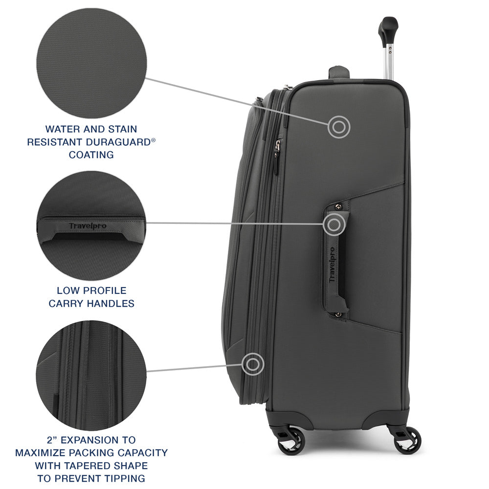 Travelpro Maxlite 5 Softside Expandable Luggage with 4 Spinner Wheels, Lightweight Suitcase, Men and Women ( Shadow Grey , Checked-Medium 25-Inch ) Shadow Grey Checked Medium 25 Inch U14