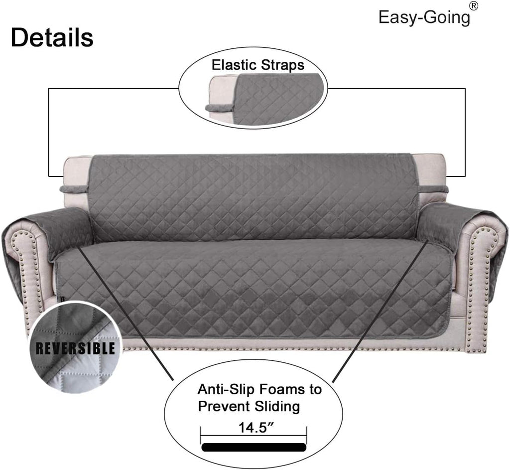 Easy-Going Reversible Water Resistant Sofa Cover for 3 Cushion Couch – Non-Slip Pet Friendly Slipcover, Gray/Light Gray