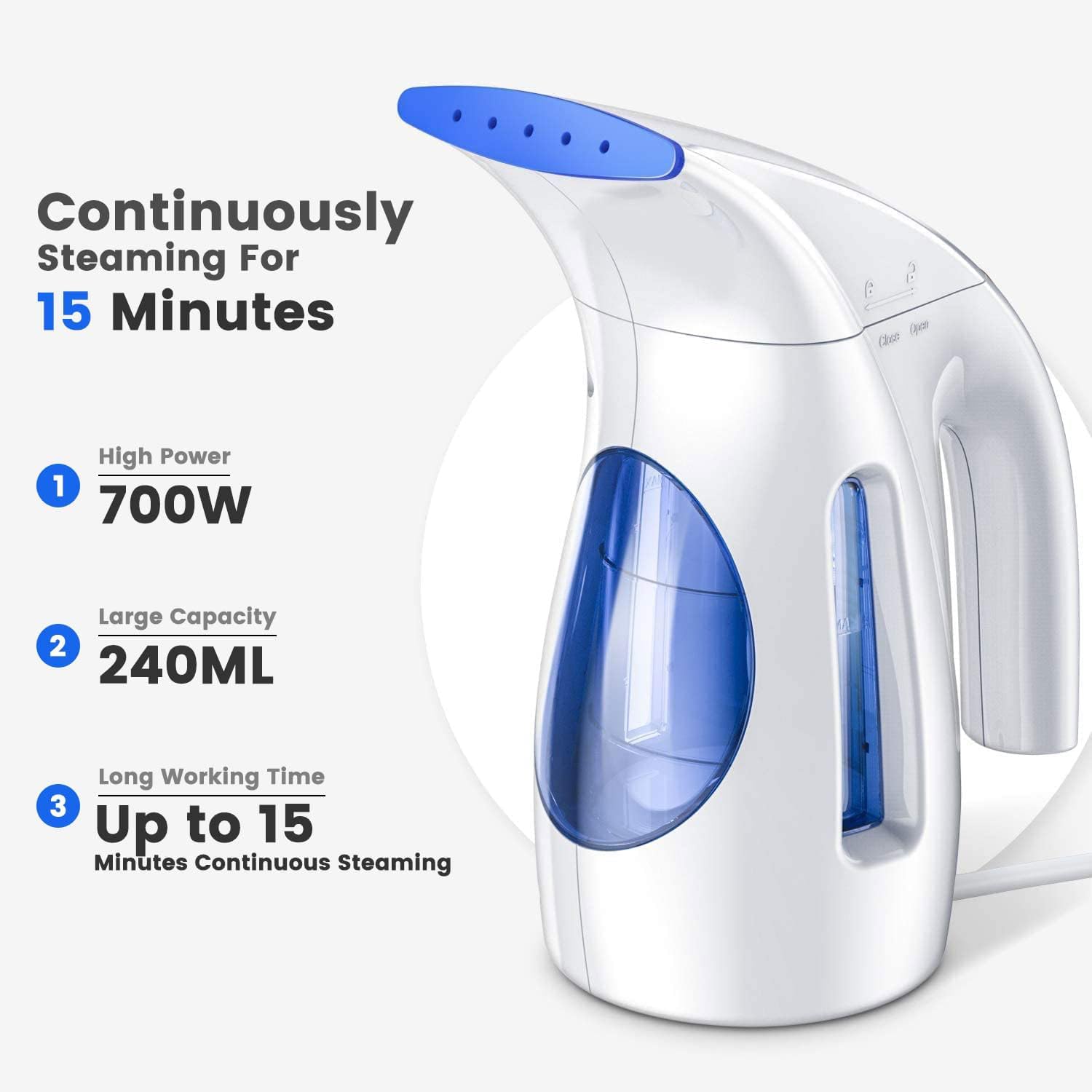 HiLIFE Handheld Garment Steamer 240ml, 700W Portable Clothes Steame