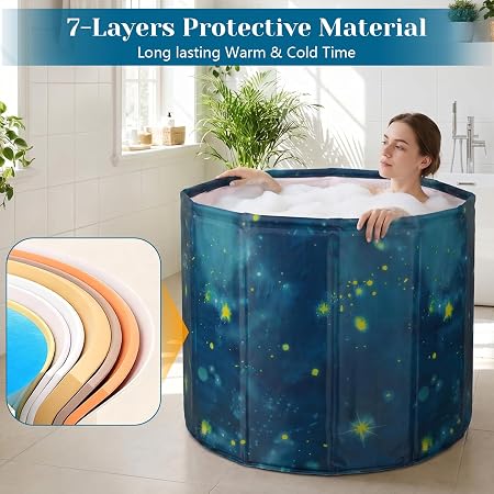 Portable Foldable Ice Bath Tub for Adults – Cold Plunge Recovery Tub (Blue)
