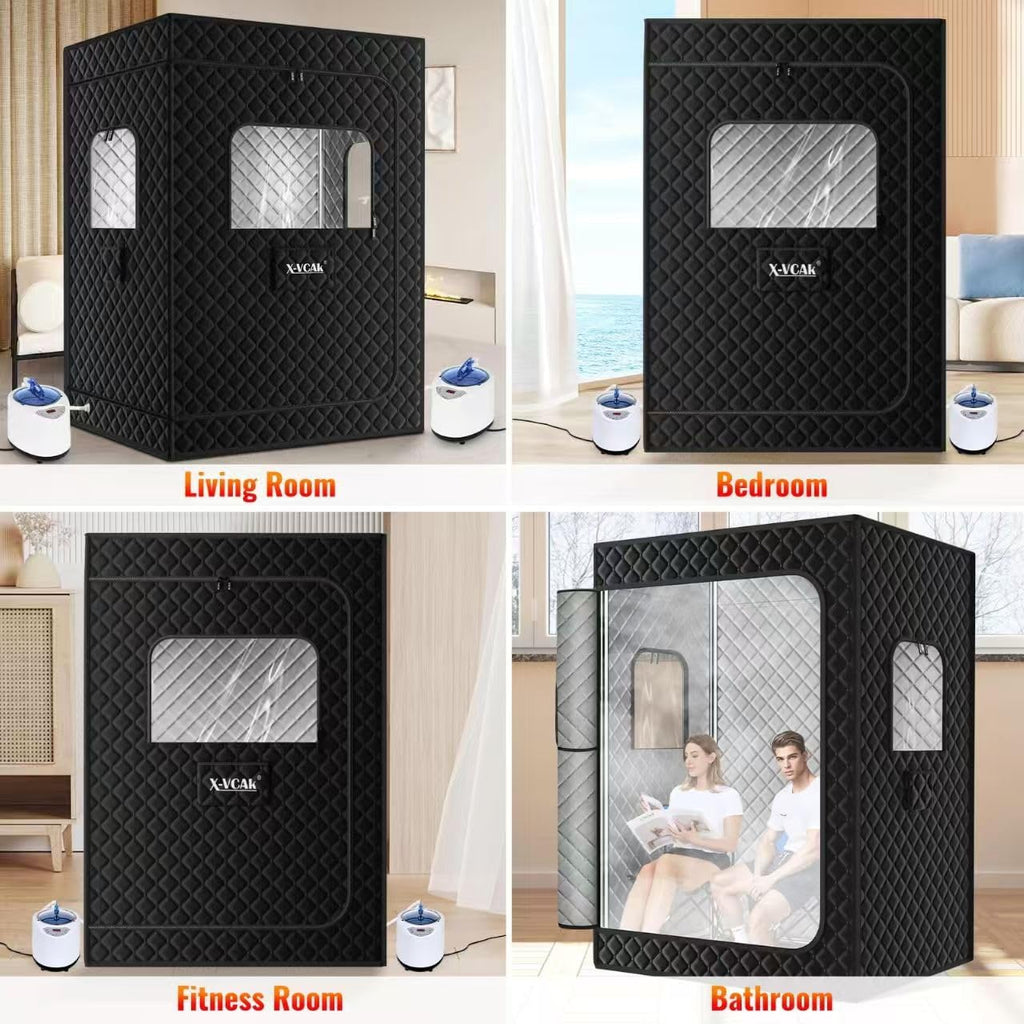 2 Person Portable Indoor Steam Sauna Tent with 2 Steamers & Chairs