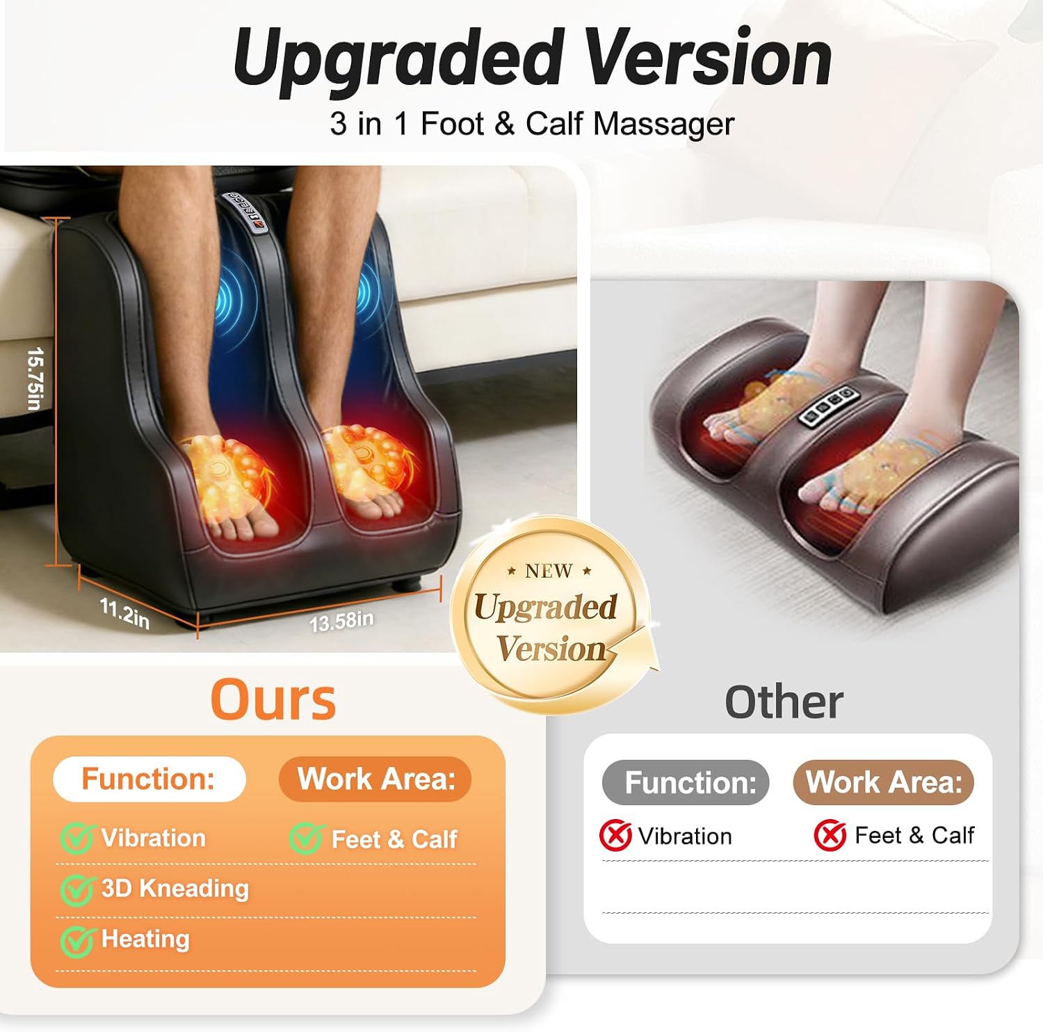 Kalamera Full Body Shiatsu Massage Chair Pad with Neck & Foot Massager