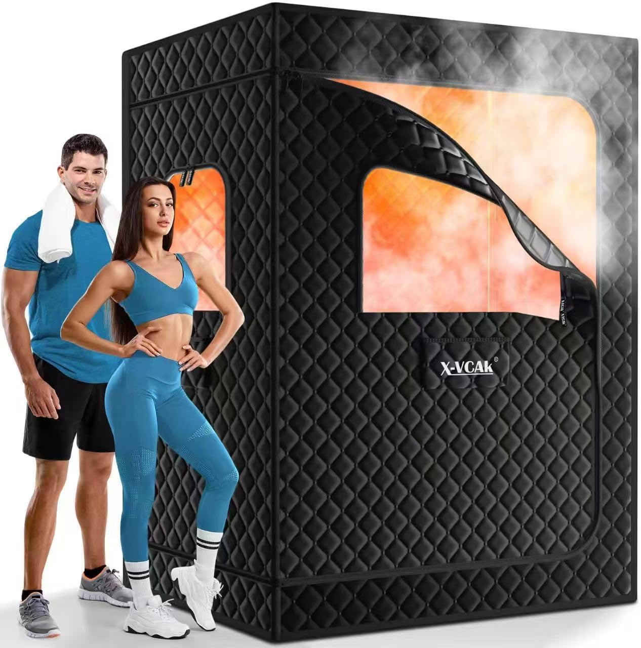 2 Person Portable Indoor Steam Sauna Tent with 2 Steamers & Chairs