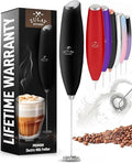 Zulay Kitchen Handheld Electric Milk Frother for Coffee, Matcha & Lattes – Black