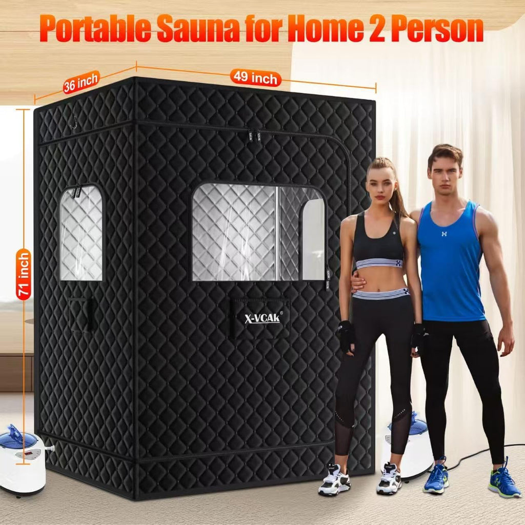 2 Person Portable Indoor Steam Sauna Tent with 2 Steamers & Chairs