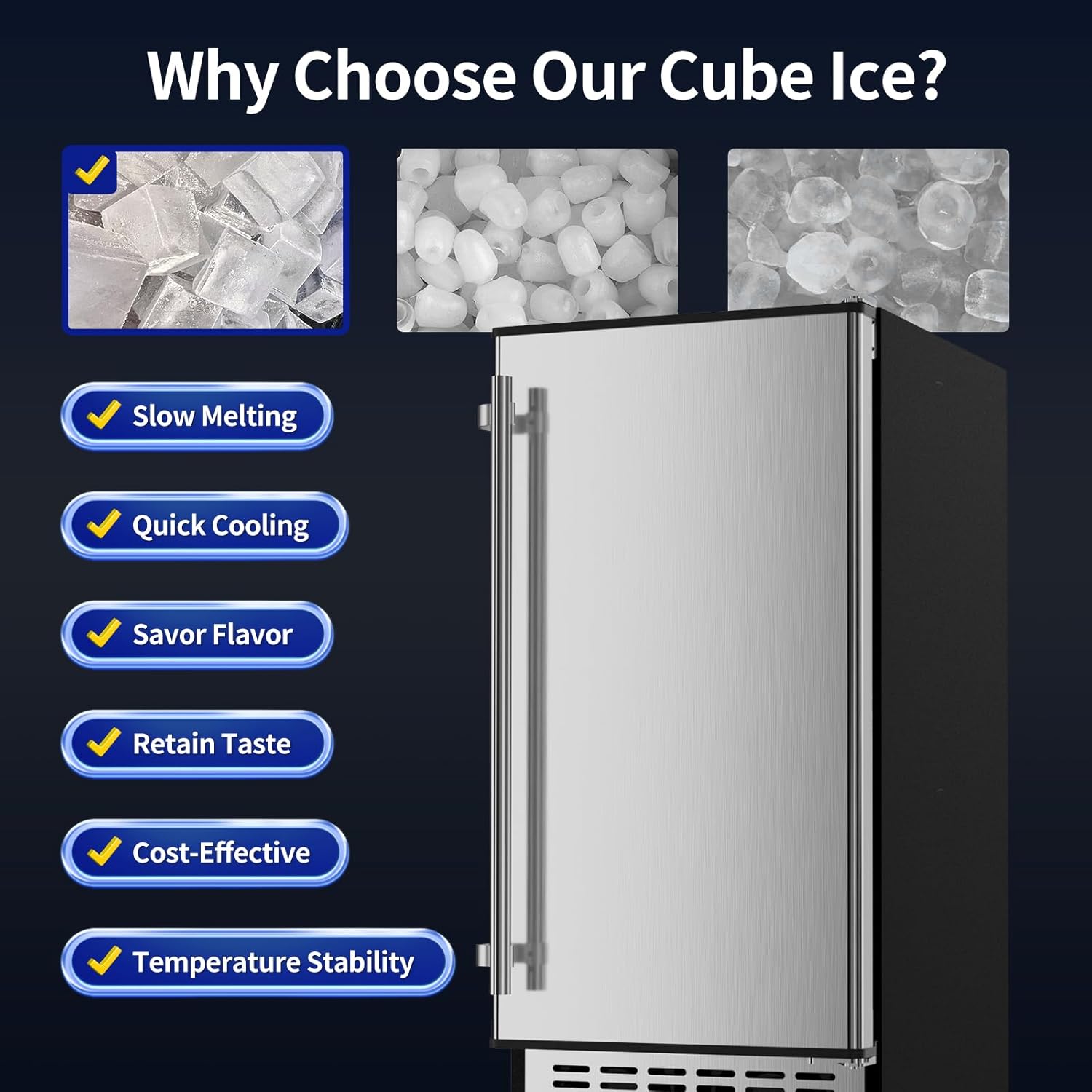 EUHOMY 15" Commercial Under Counter Ice Maker – 90 lbs/Day Built-In Ice Machine