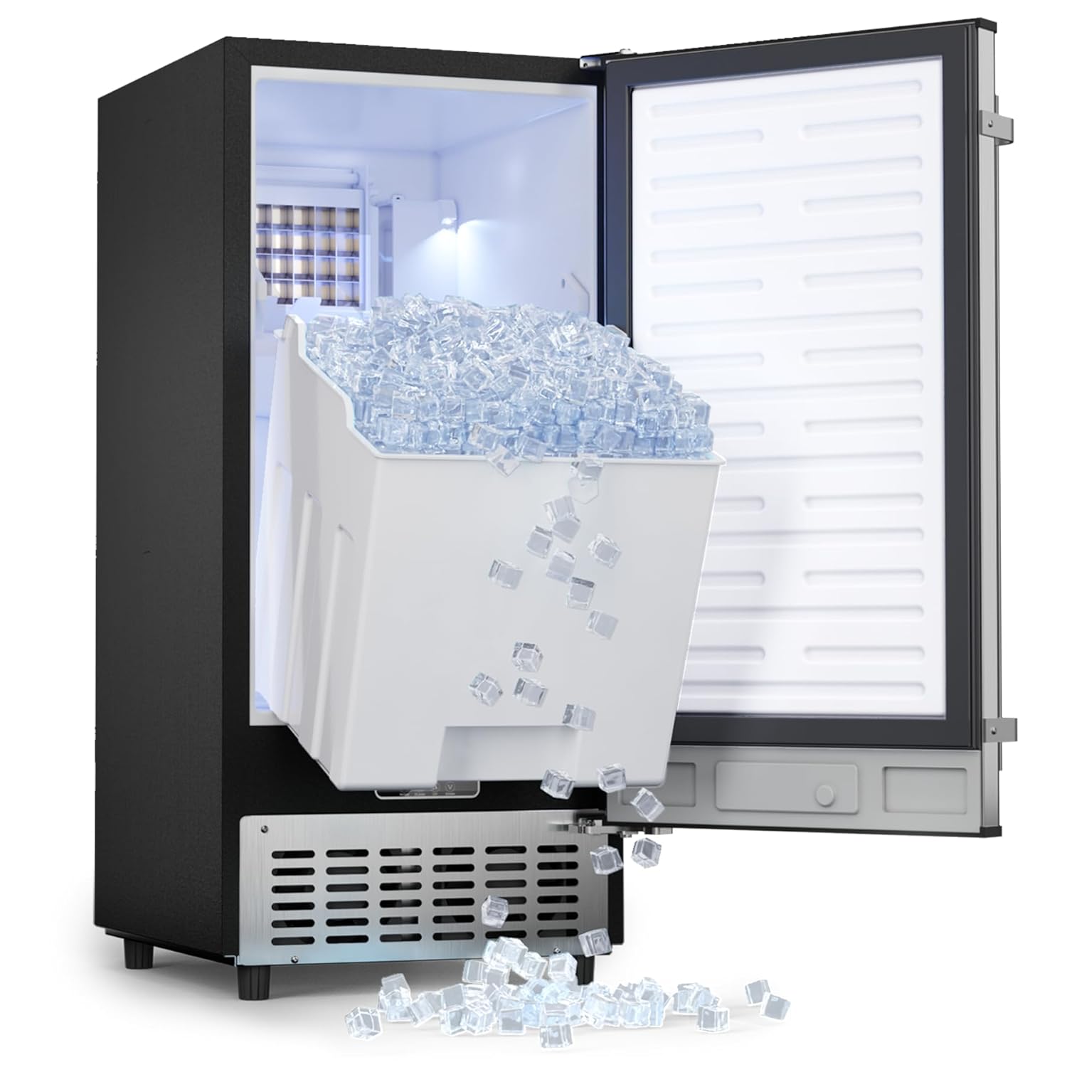 EUHOMY 15" Commercial Under Counter Ice Maker – 90 lbs/Day Built-In Ice Machine