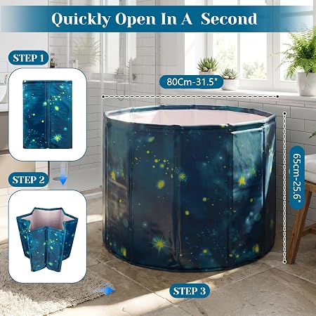 Portable Foldable Ice Bath Tub for Adults – Cold Plunge Recovery Tub (Blue)