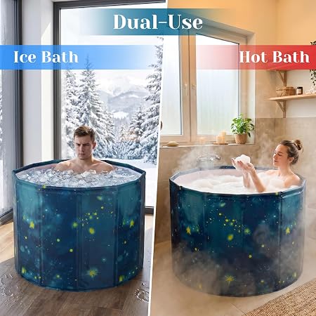 Portable Foldable Ice Bath Tub for Adults – Cold Plunge Recovery Tub (Blue)