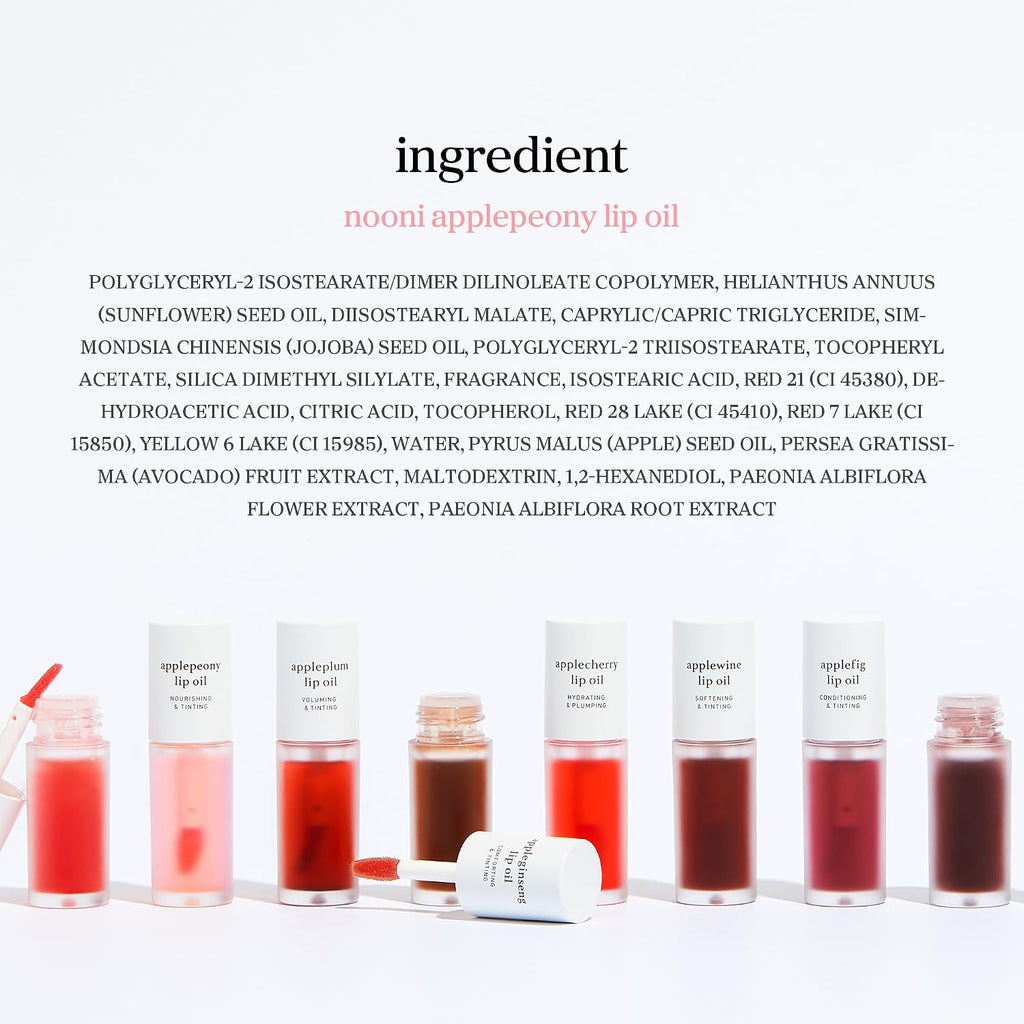 NOONI Applepeony Lip Oil – Plumping & Hydrating Gloss