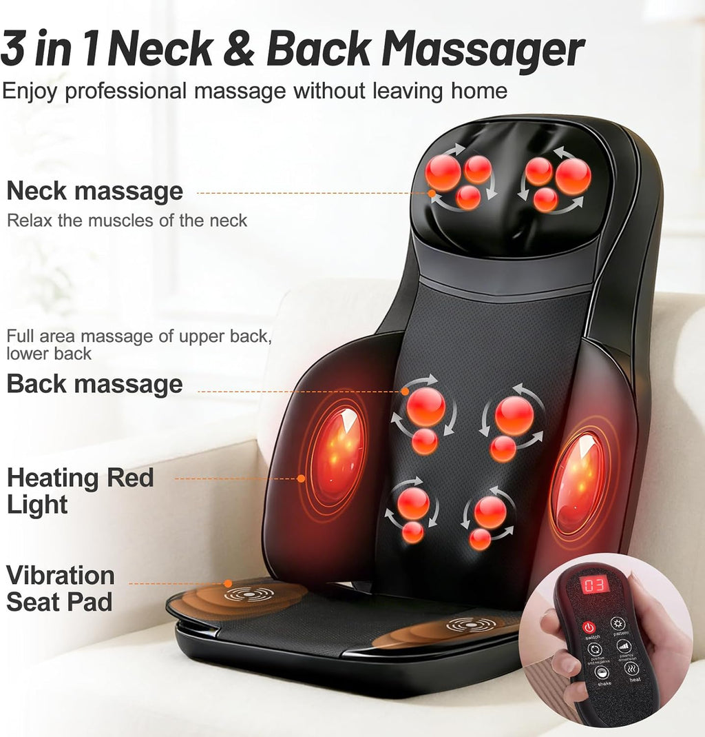 Kalamera Full Body Shiatsu Massage Chair Pad with Neck & Foot Massager