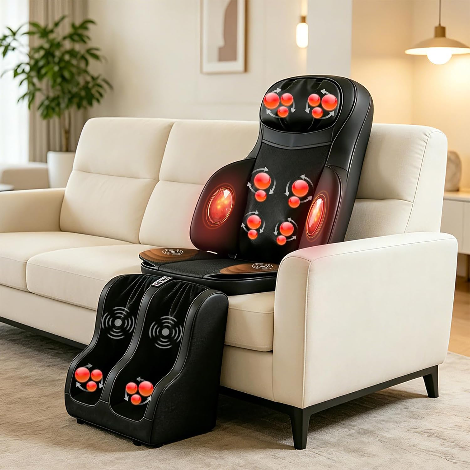 Kalamera Full Body Shiatsu Massage Chair Pad with Neck & Foot Massager