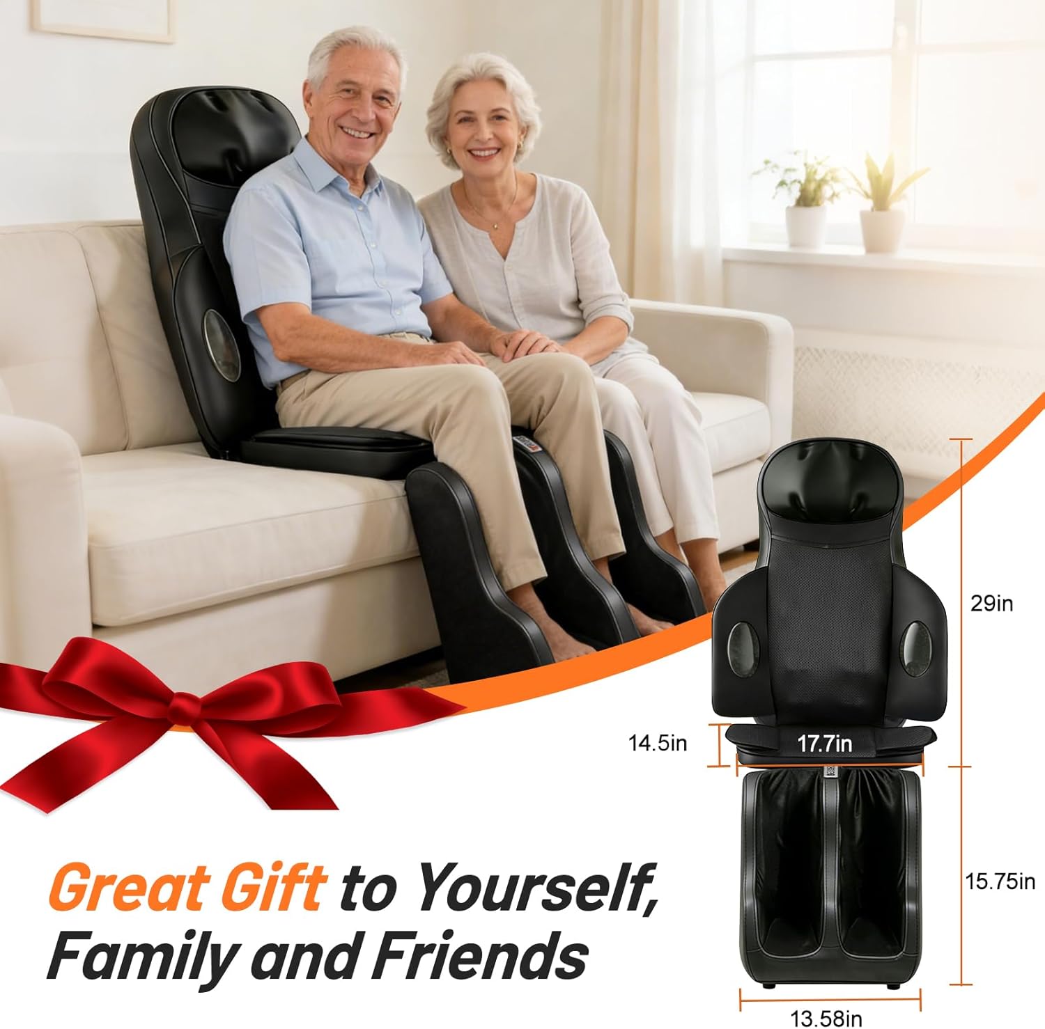 Kalamera Full Body Shiatsu Massage Chair Pad with Neck & Foot Massager
