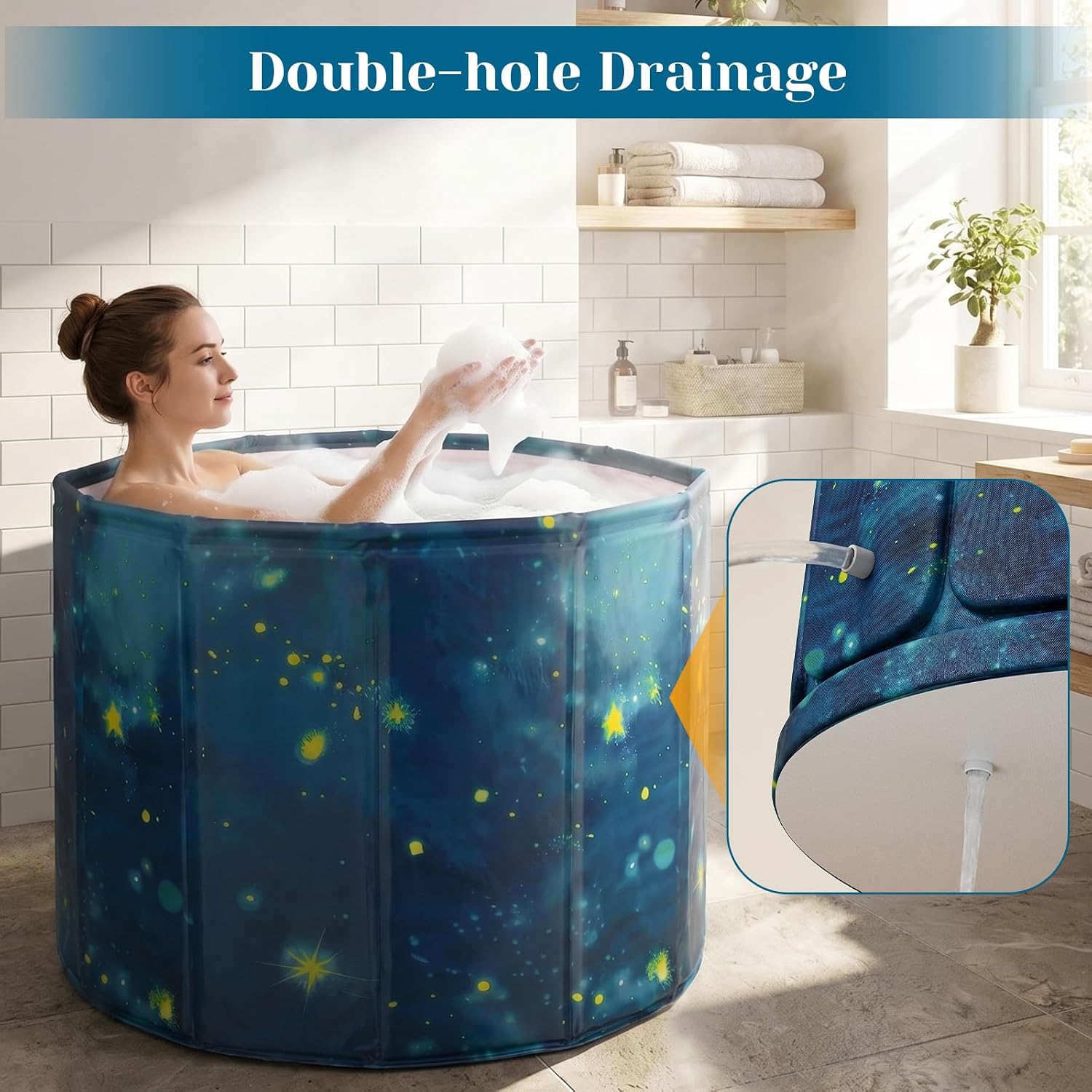 Portable Foldable Ice Bath Tub for Adults – Cold Plunge Recovery Tub (Blue)