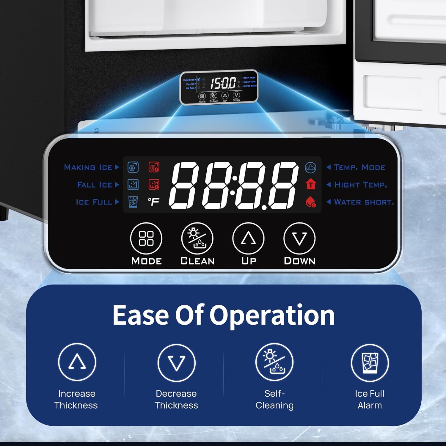 EUHOMY 15" Commercial Under Counter Ice Maker – 90 lbs/Day Built-In Ice Machine