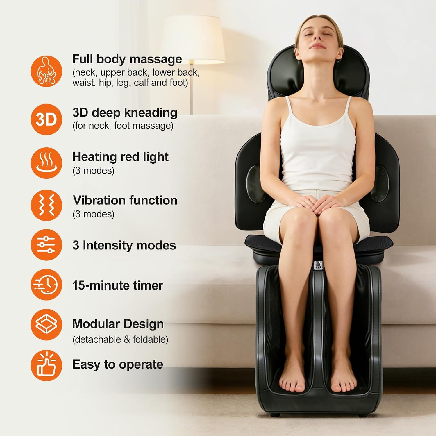 Kalamera Full Body Shiatsu Massage Chair Pad with Neck & Foot Massager