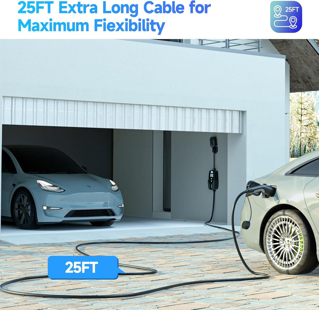 Level 2 EV Charger 40A 240V Portable Electric Vehicle Charger with 25FT Cable