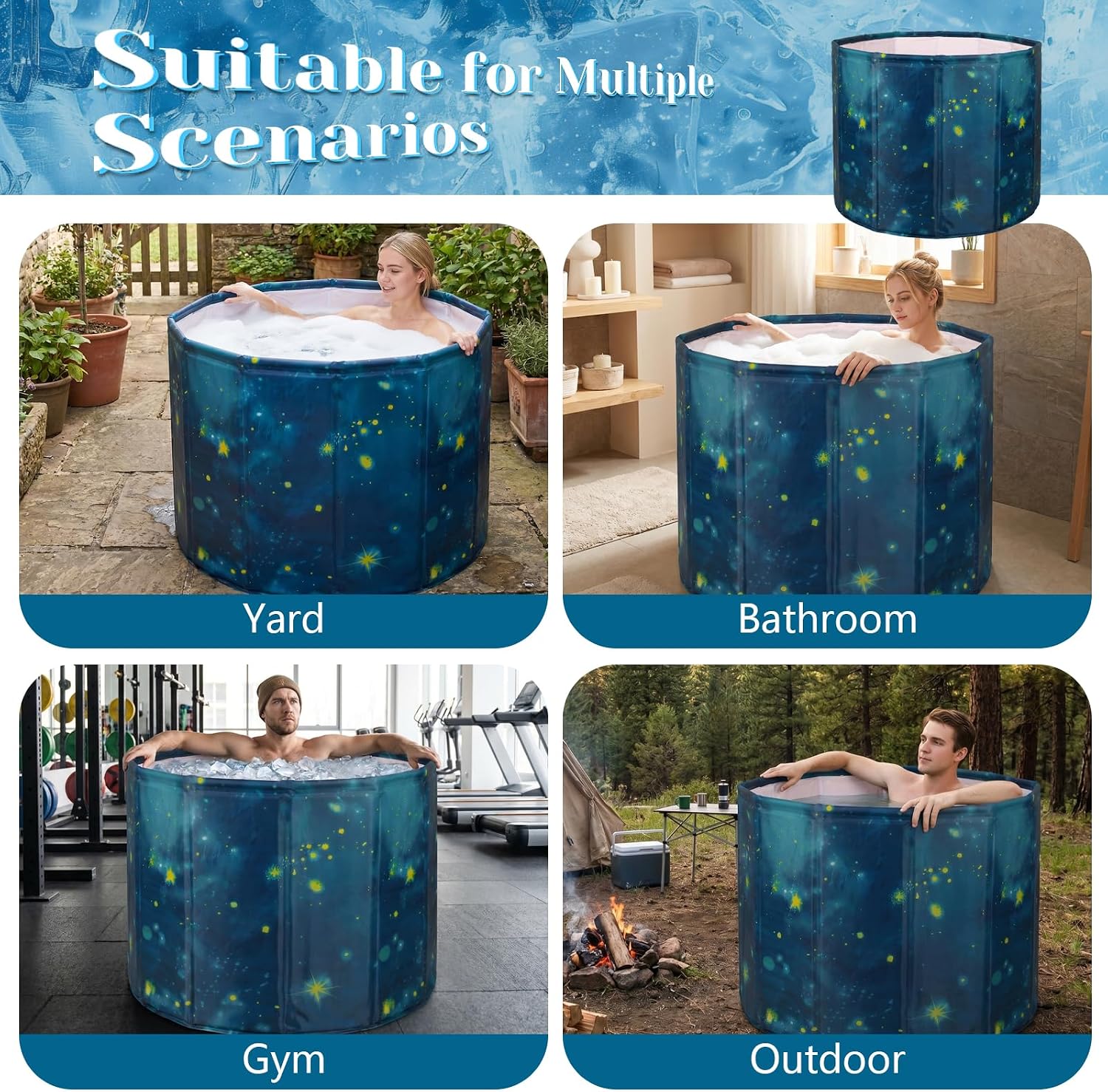 Portable Foldable Ice Bath Tub for Adults – Cold Plunge Recovery Tub (Blue)