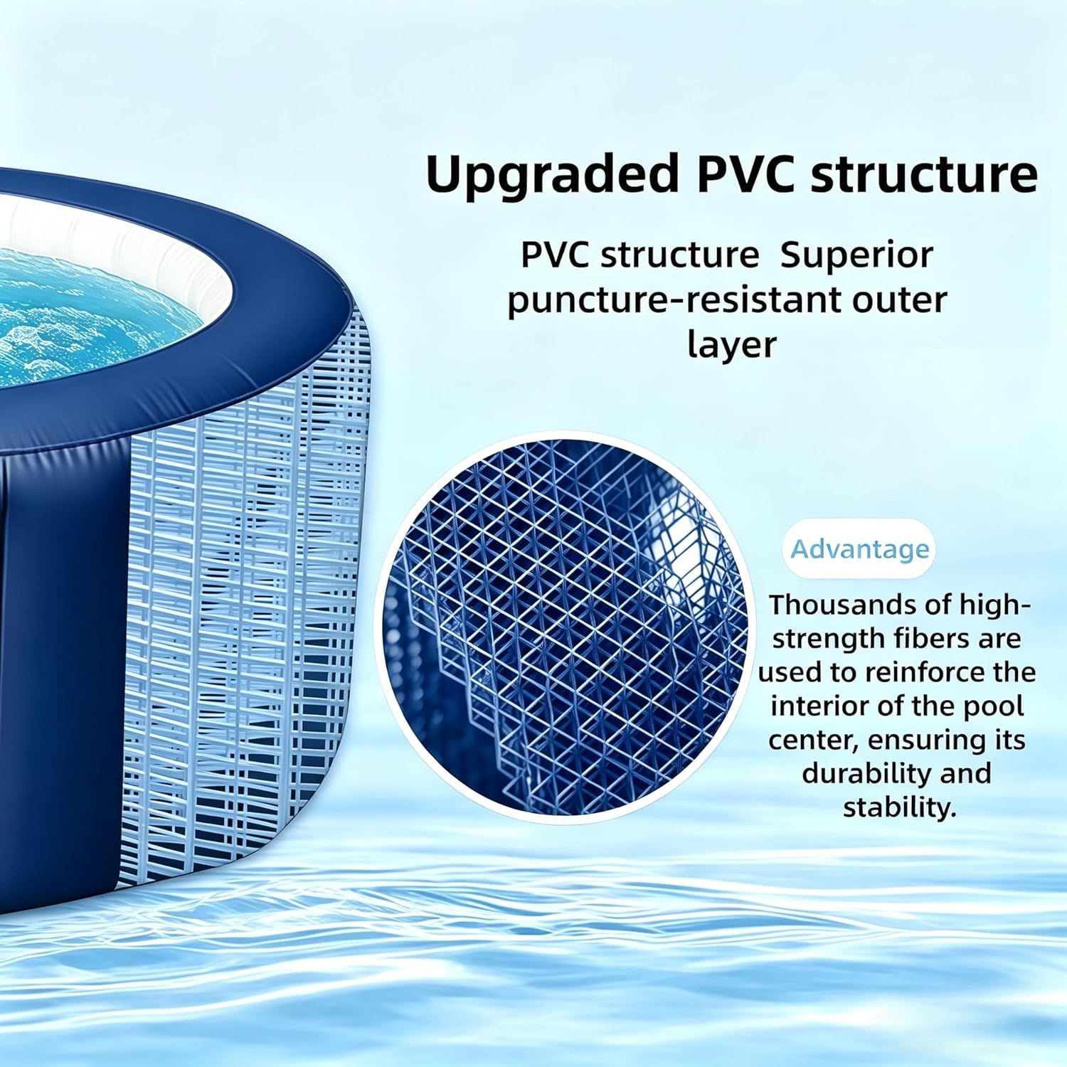 POOLTOHOT 4 Person Inflatable Hot Tub Spa with Heat Pump, 143 Air Jets & LED Lights