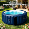 POOLTOHOT 4 Person Inflatable Hot Tub Spa with Heat Pump, 143 Air Jets & LED Lights