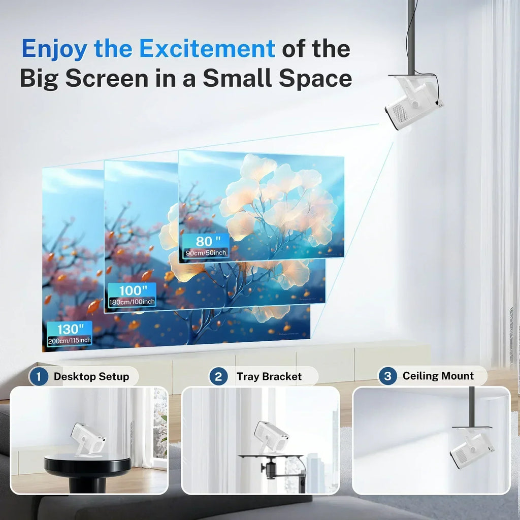 X1 Smart Mini Projector – WiFi 6, Bluetooth 5.4, Native 720P, 4K Supported, Auto Keystone, 180° Rotating Portable Home Theater Projector