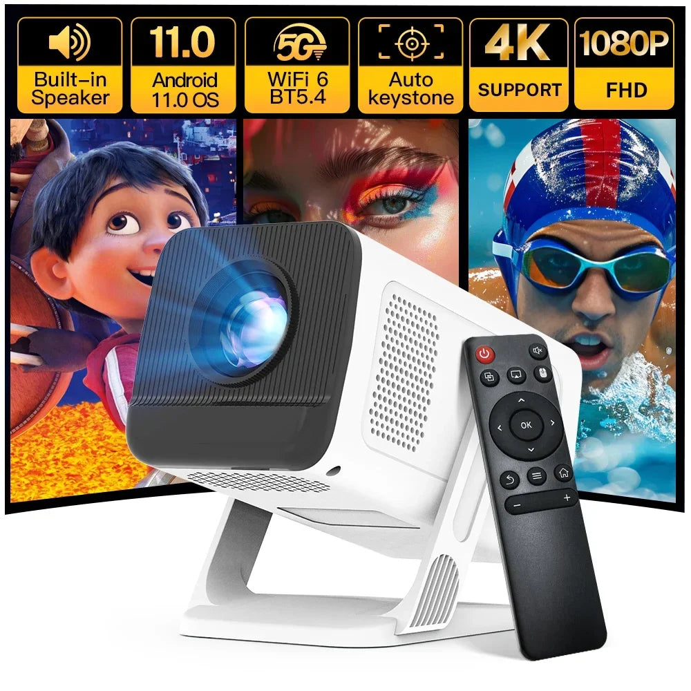 X1 Smart Mini Projector – WiFi 6, Bluetooth 5.4, Native 720P, 4K Supported, Auto Keystone, 180° Rotating Portable Home Theater Projector