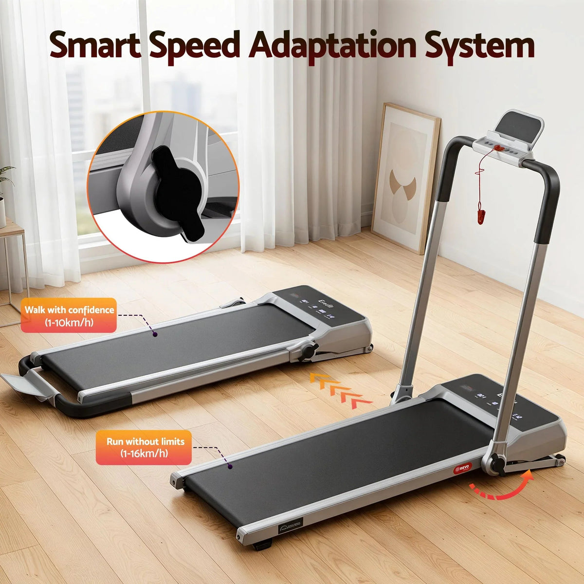 Everfit 3 in 1 Walking Pad Treadmill 20% Auto Incline Under Desk Foldable Treadmills for Home With 40cm Wide Belt Silver