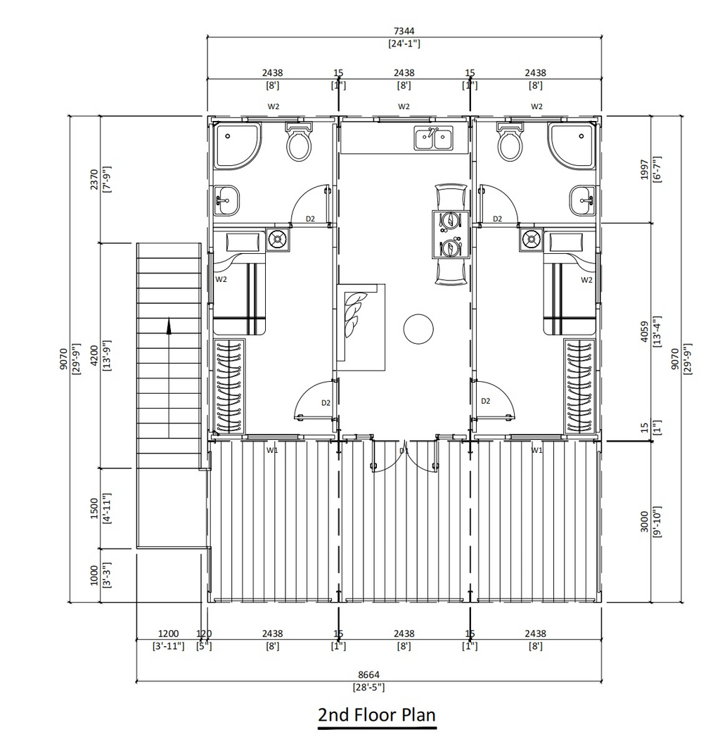 Double Story Duplex Container House Luxury Prefabricated Villa Expandable Container Homes  2-5 Bedrooms with Kitchen Bathroom