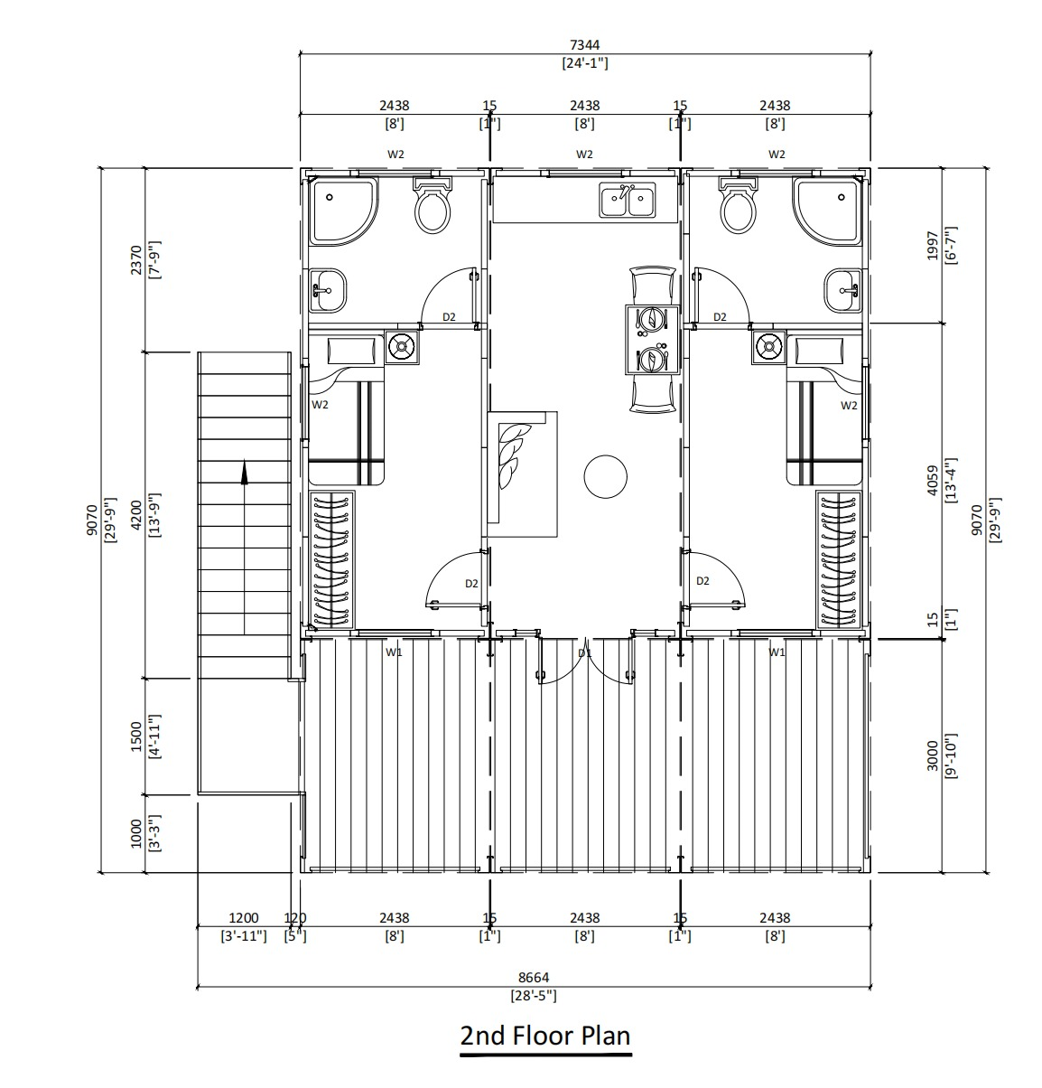 Double Story Duplex Container House Luxury Prefabricated Villa Expandable Container Homes  2-5 Bedrooms with Kitchen Bathroom